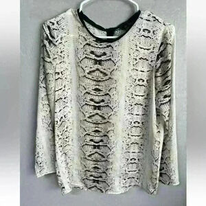 ZARA BASIC Womens Snakeskin Print Long Sleeve Top Blouse Size medium